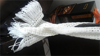 Beautiful handmade scarf, white color